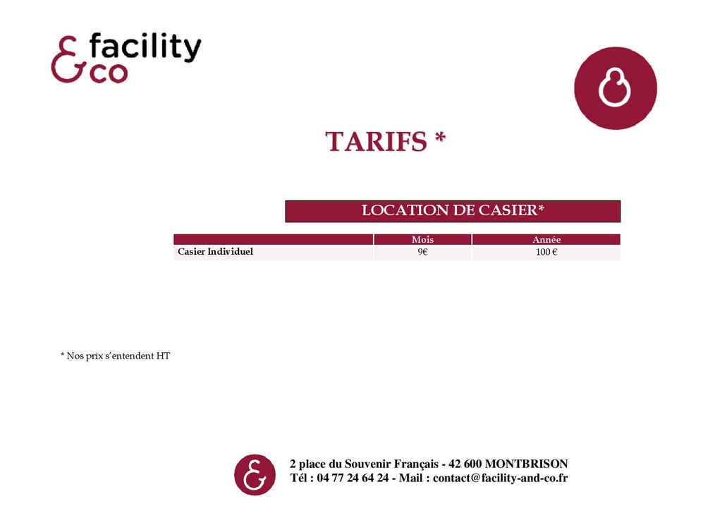 location casier facility and co Montbrison